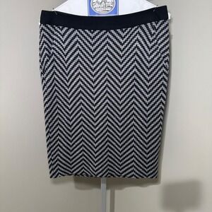 Trina Turk Skirt Women's 6‎ Black Gray Zig-Zag Print Pencil Wool Blend USA